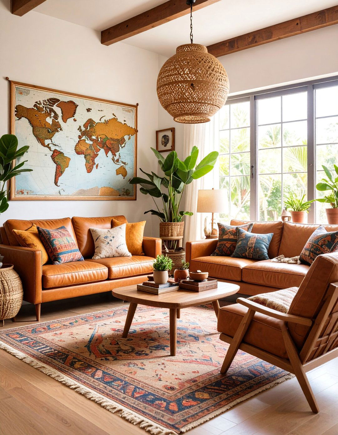 Travel Inspired Maximalist Living Room with Global Artifacts - 25 Maximalist Living Room Design Ideas