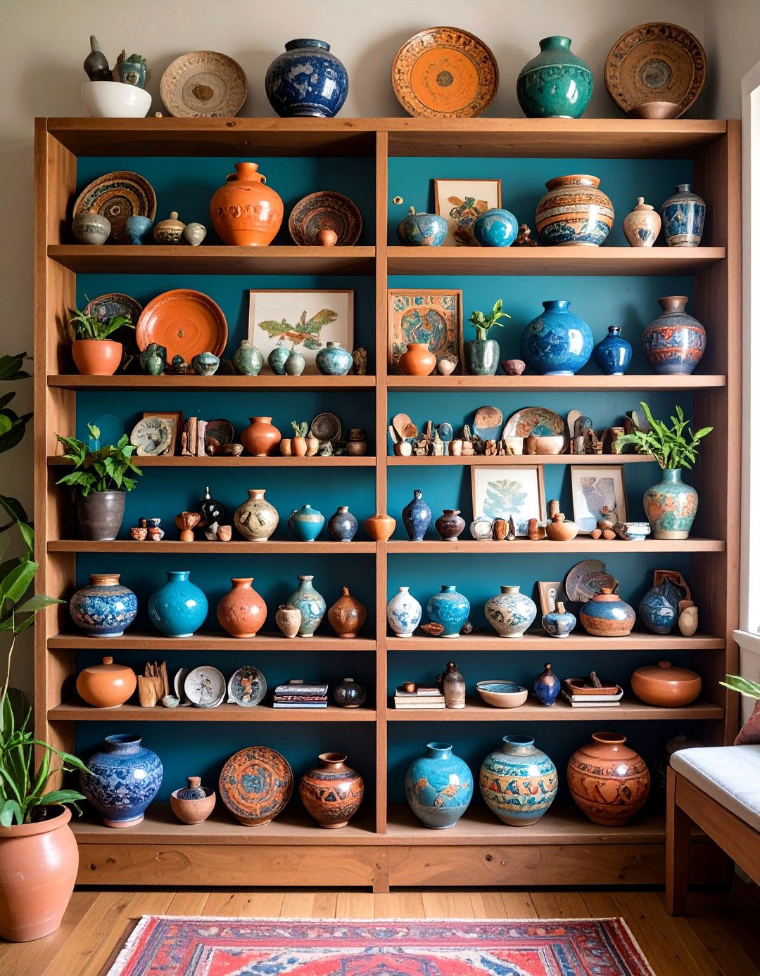 Travel Memory Shelf Decor with Global Souvenirs - 25 Shelf Decor Ideas