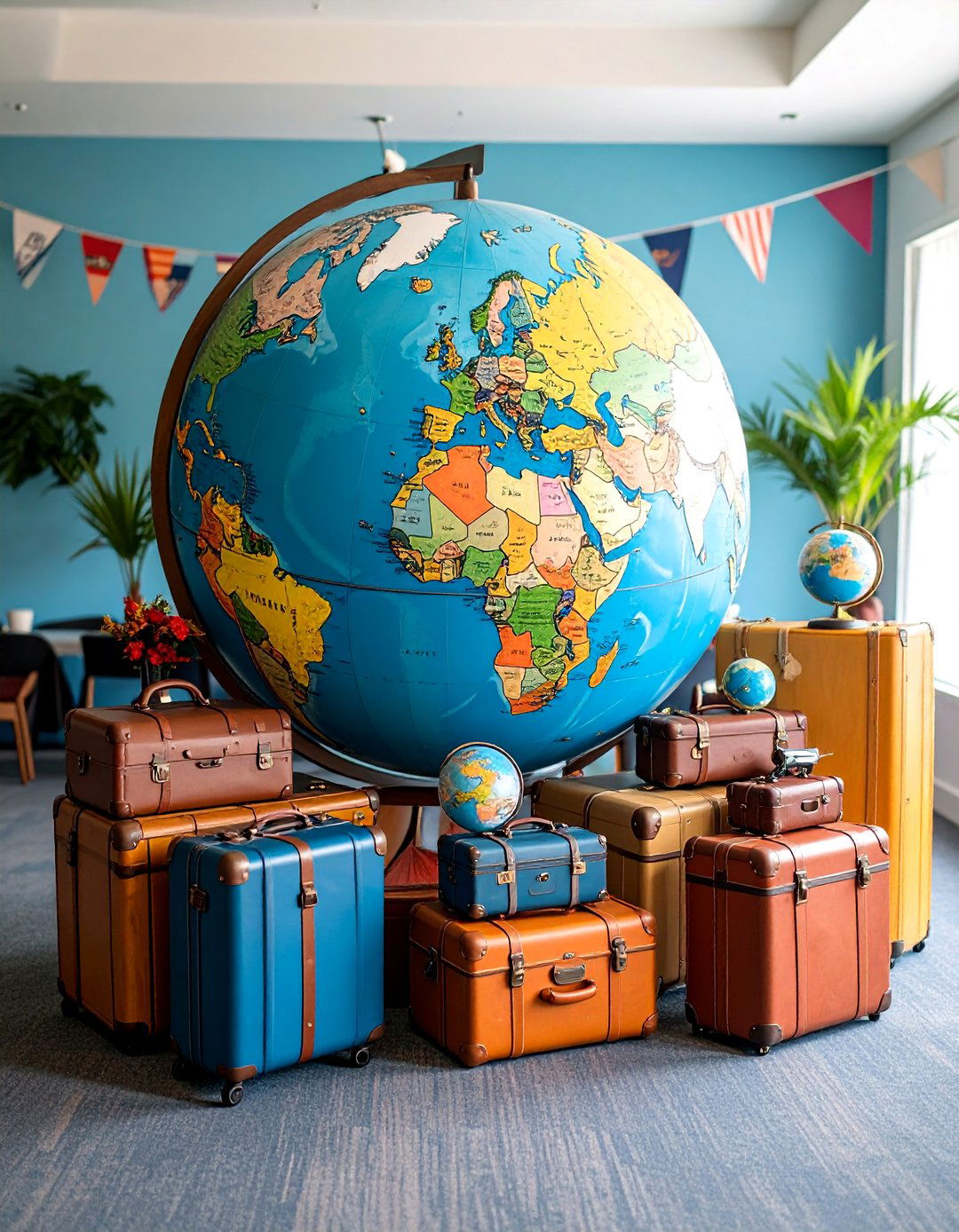 Travel Theme Globe Card Box Station - 25 Wedding Card Box Ideas