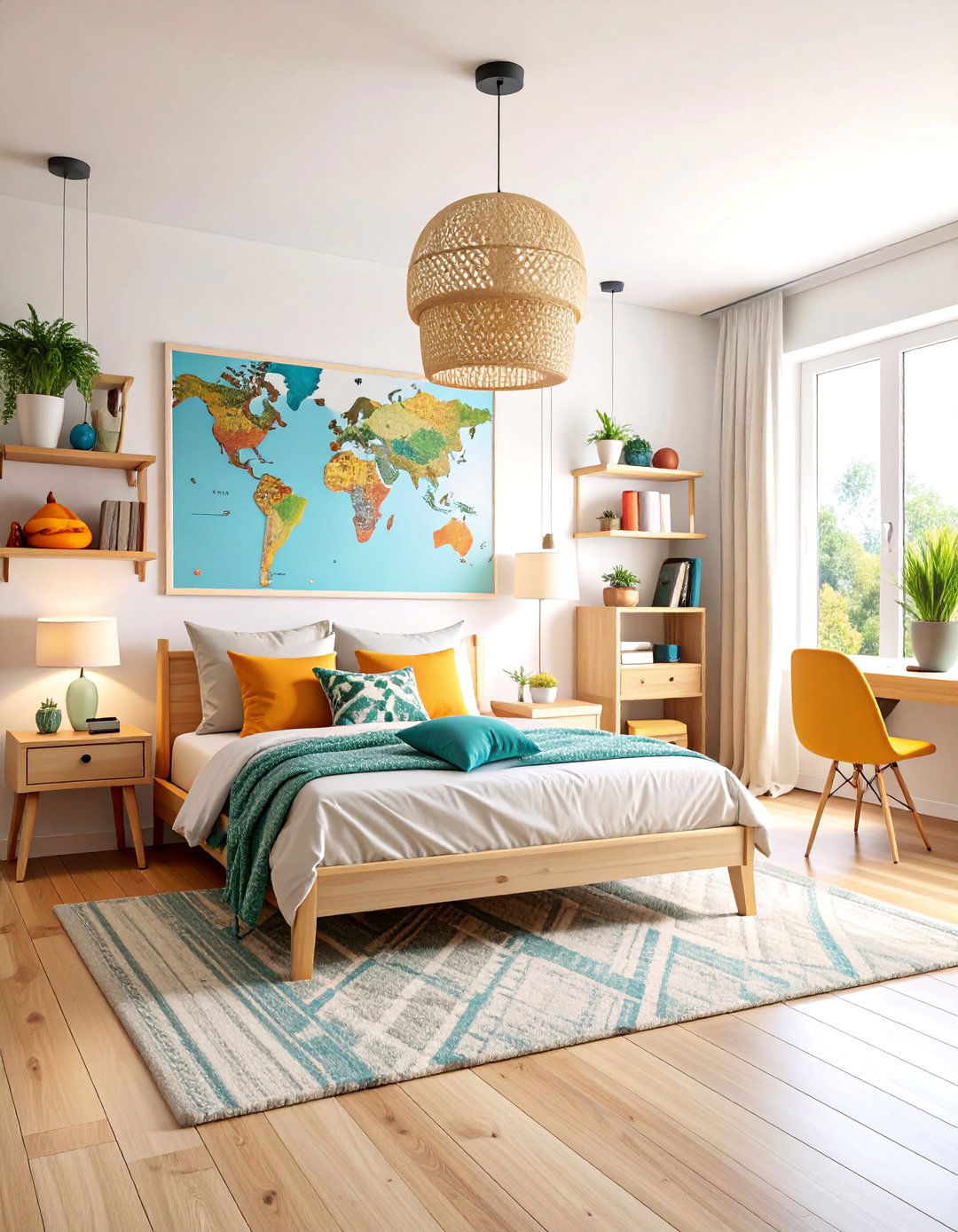 Travel Themed Student Bedroom with Global Inspirations - 25 Student Bedroom Design Ideas