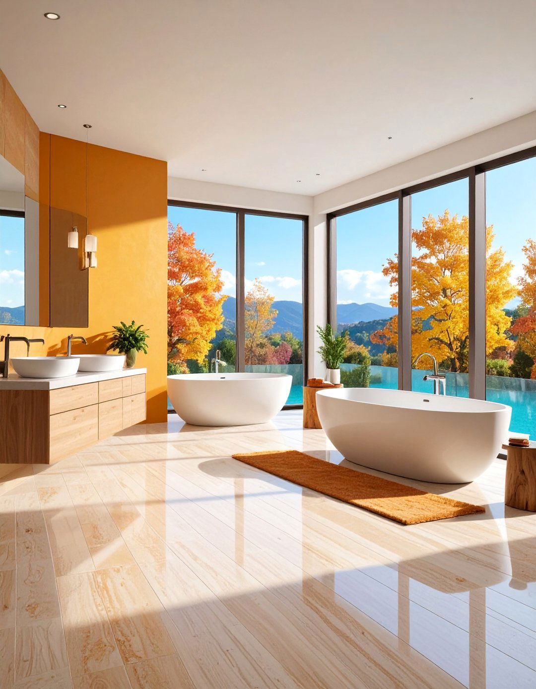 Travertine Master Bathroom Suite with Separate Zones - 25 Travertine Tile Bathroom Ideas