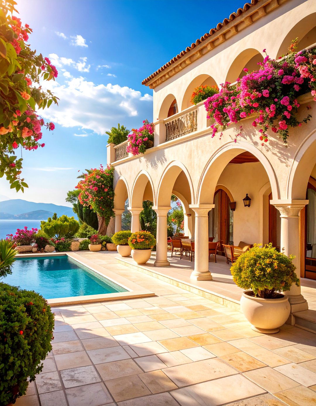 Travertine Mediterranean Courtyard Style - 25 Types of Exterior House Stone