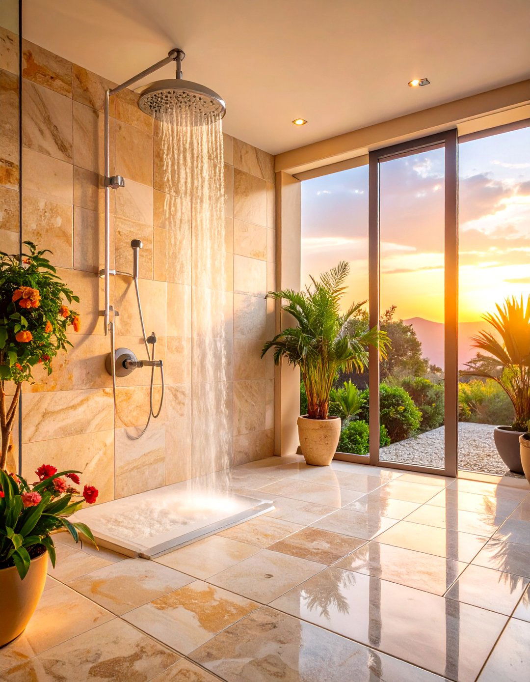 Travertine Natural Stone Shower Floor Tiles - 25 Shower Floor Tile Ideas