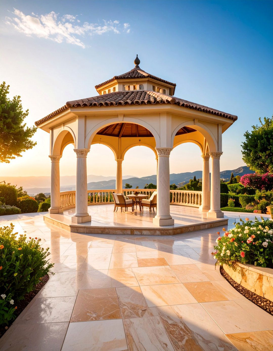 Travertine Pavers with Tumbled Finish - 25 Gazebo Floor Ideas
