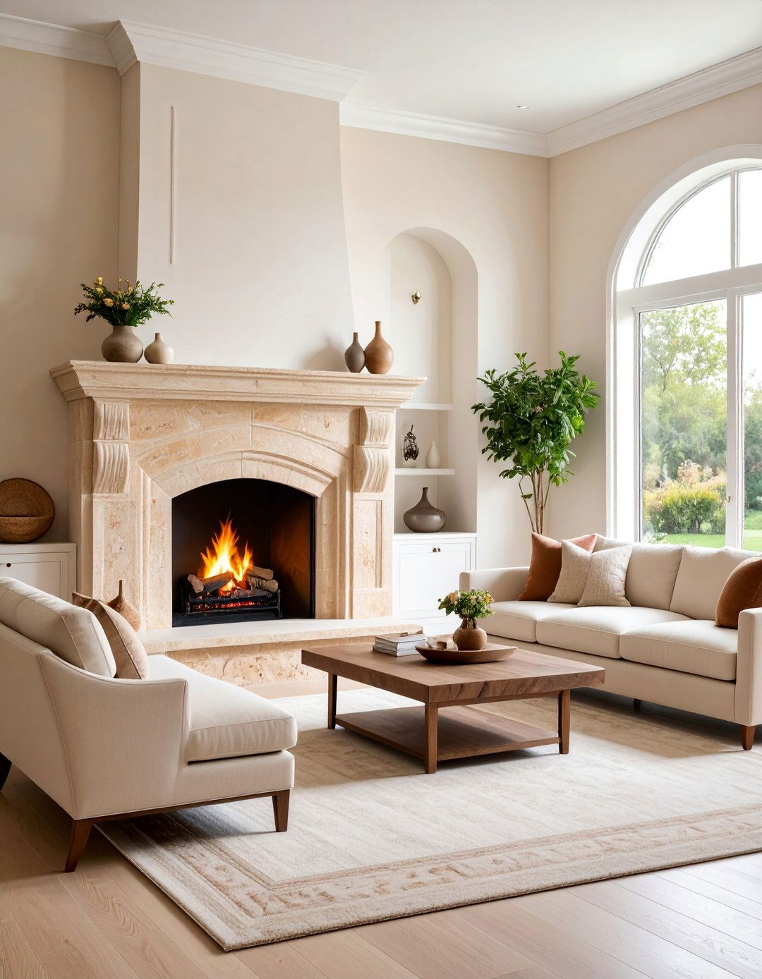 Travertine Textured Hearth - 25 Fireplace Hearth Ideas