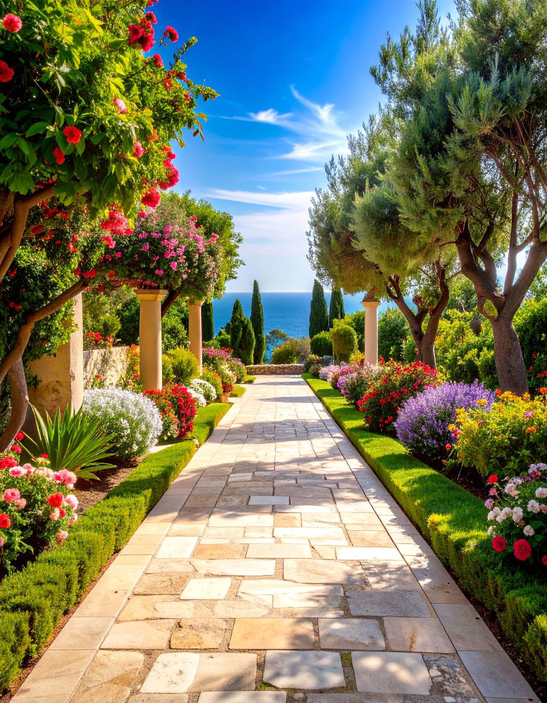 Travertine Tumbled Pathway - 25 Rock Walkway Ideas