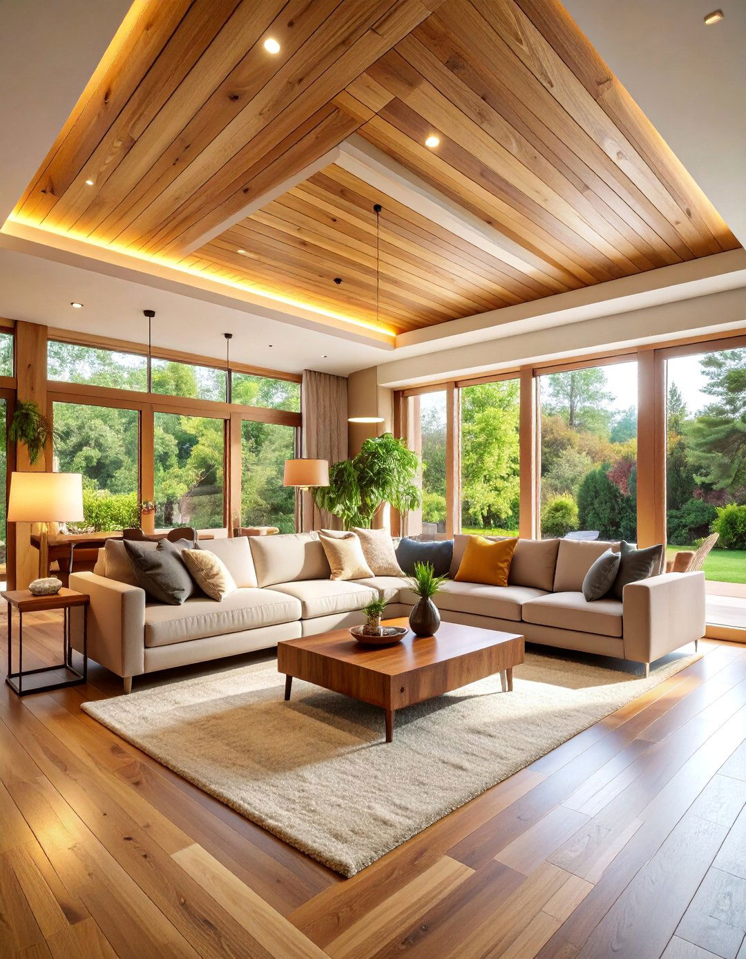Tray Ceiling Featuring Natural Wood Plank Inset - 25 tray ceiling ideas