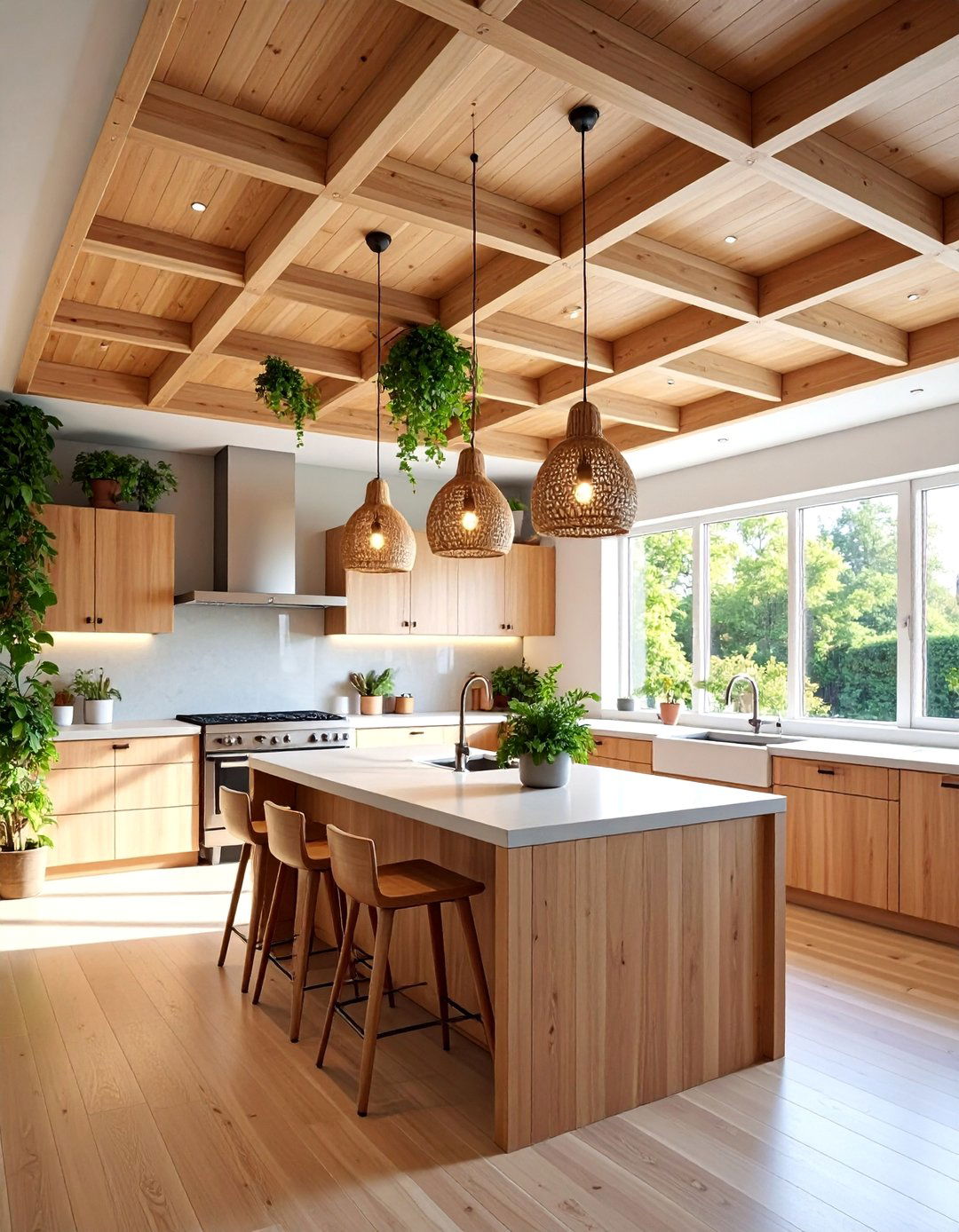 Tray Ceiling Framing a Suspended Wood Grid Light - 25 tray ceiling ideas