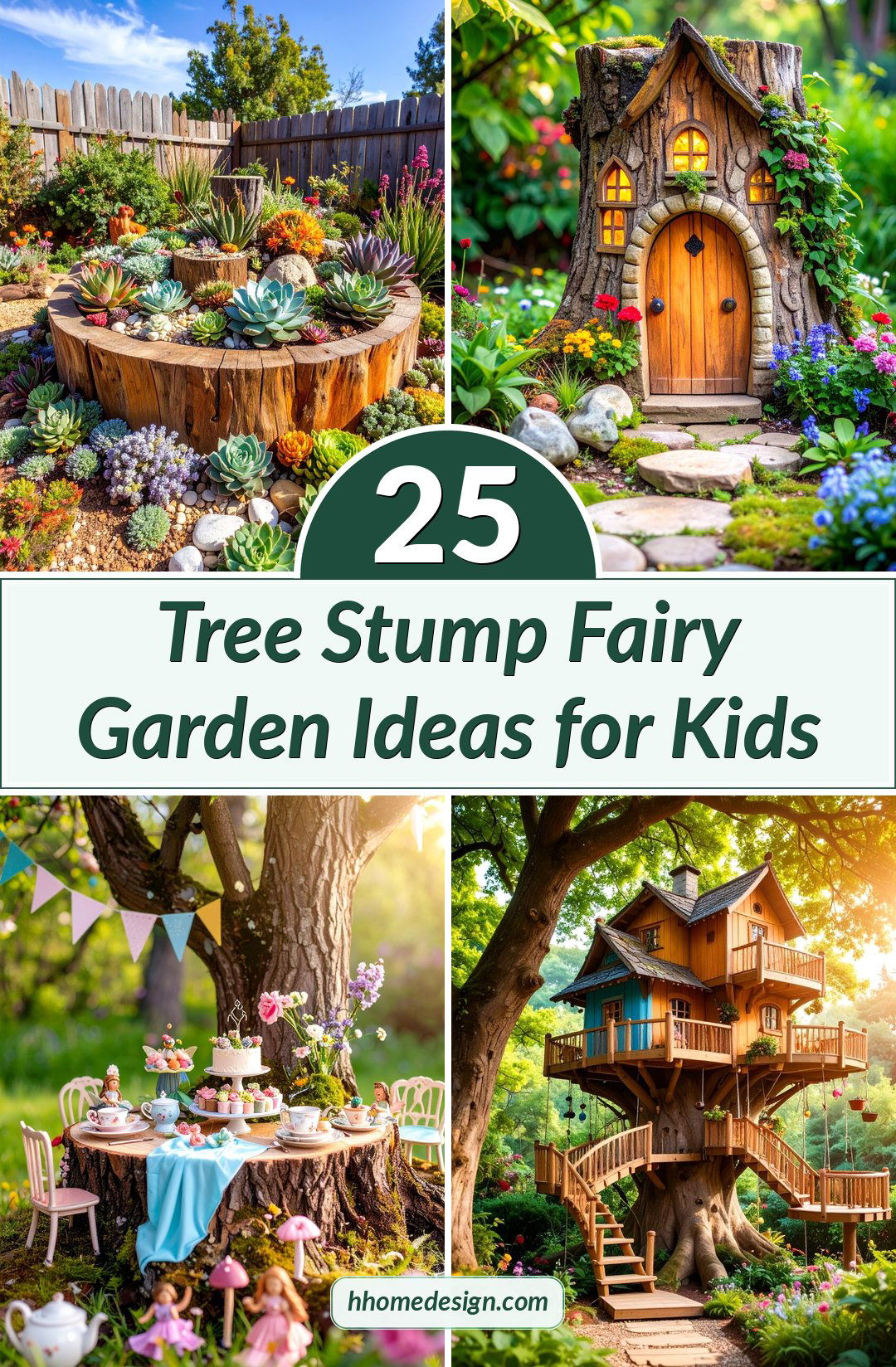 25 Tree Stump Fairy Garden Ideas for Kids