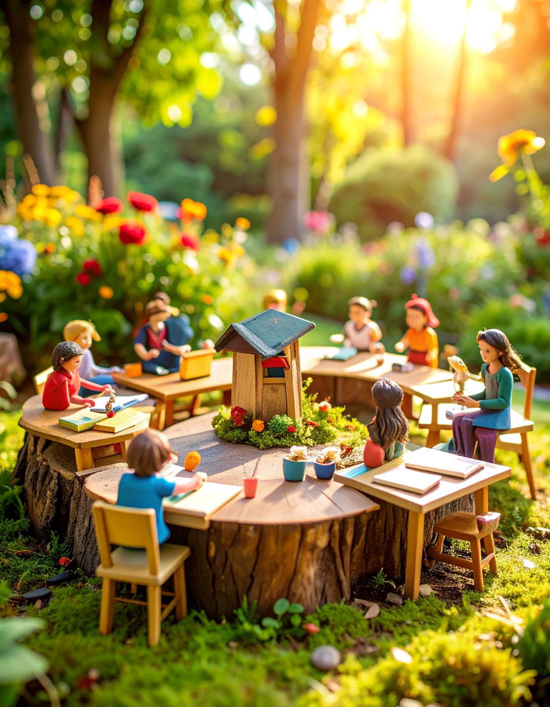 Tree Stump Fairy School Classroom - 25 Tree Stump Fairy Garden Ideas