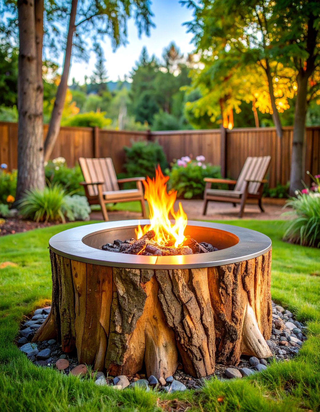 Tree Stump Fire Pit with Natural Char Bowl - 25 Wood Burning Fire Pit Ideas