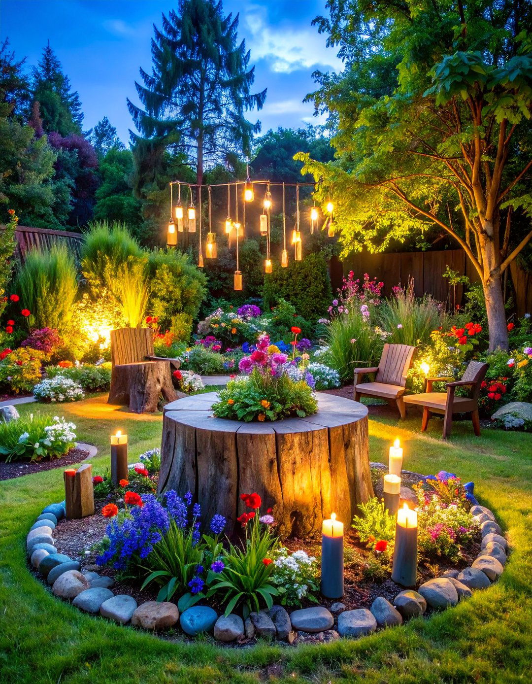 Tree Stump Memorial Garden Tribute - 25 Tree Stump Decorating Ideas