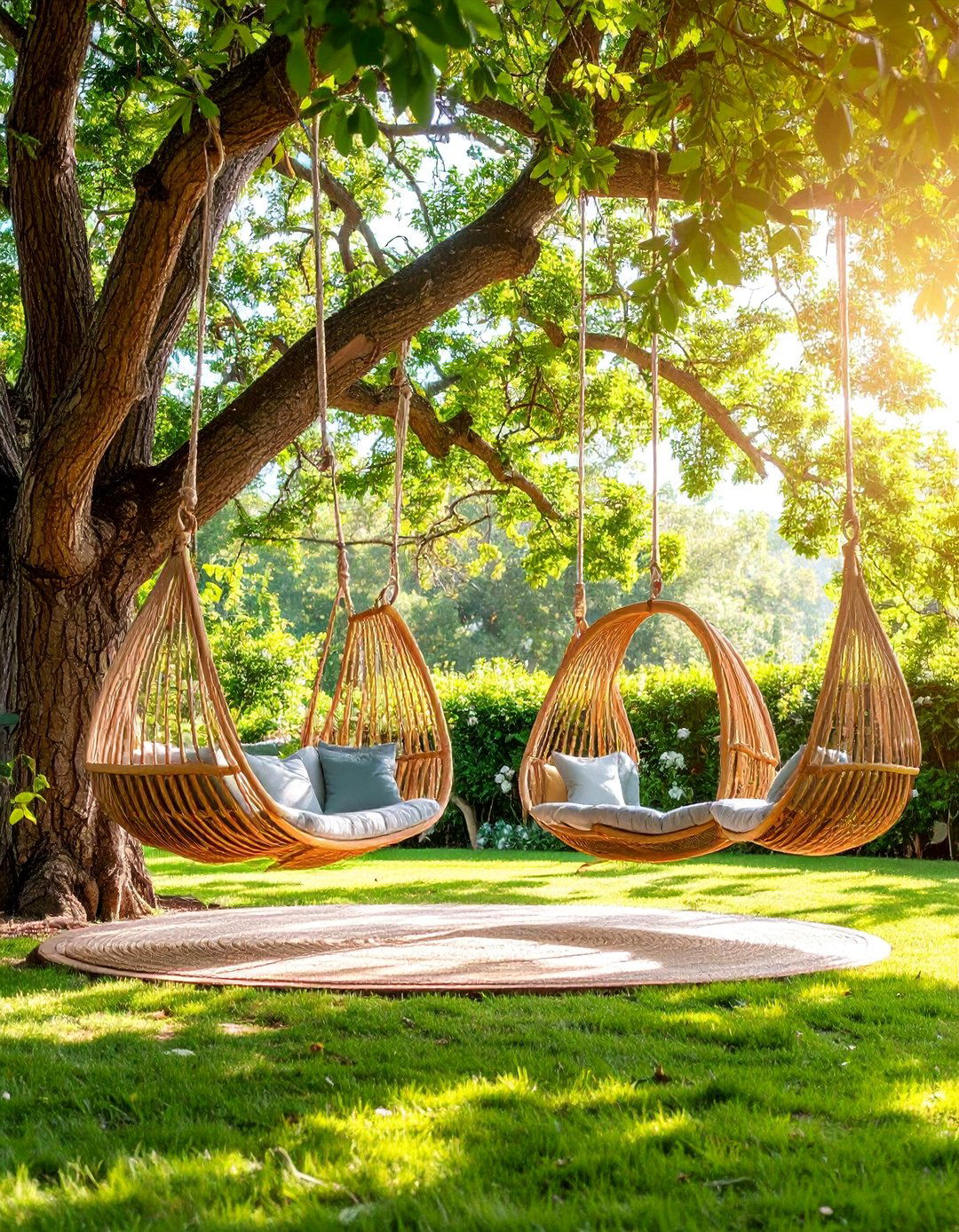Tree Swing Seating Area with Natural Integration - 25 Outdoor Seating Ideas