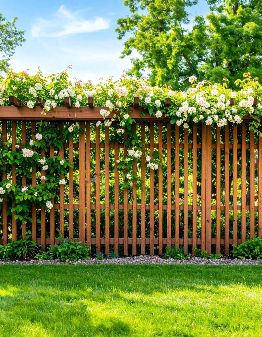 Trellis Fence with Climbing Plant Support - 25 Small Garden Fence Ideas