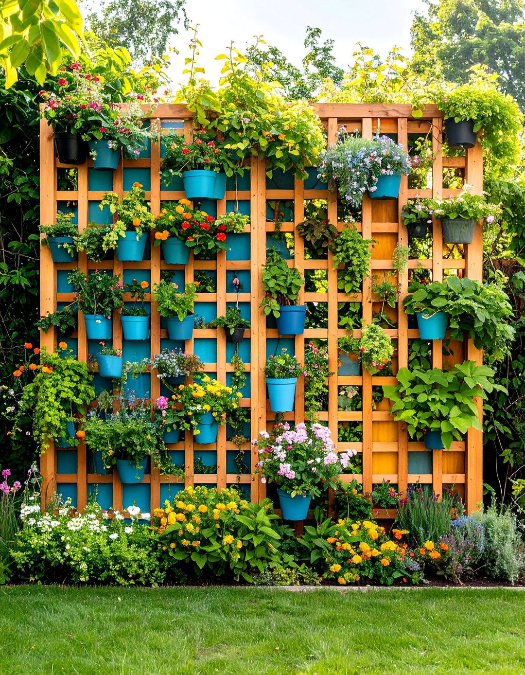 Trellis Wall Garden with Vertical Growing System - 25 Garden Centerpiece Ideas