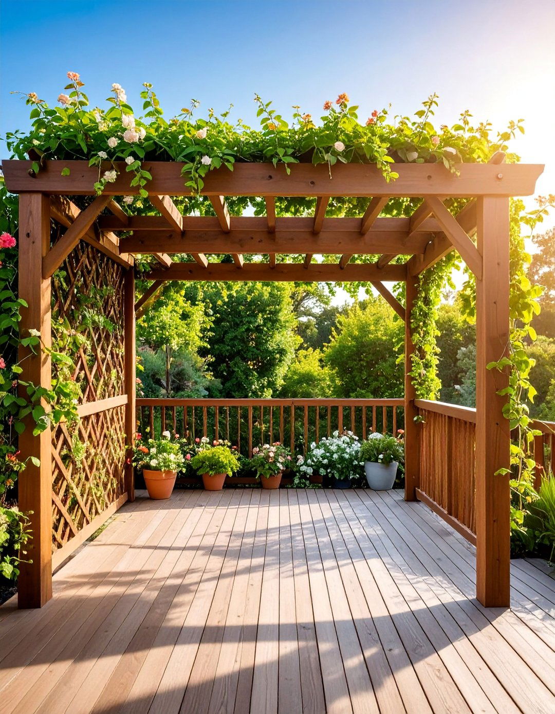 Trellis with Climbing Plants - 25 Deck Skirting Ideas