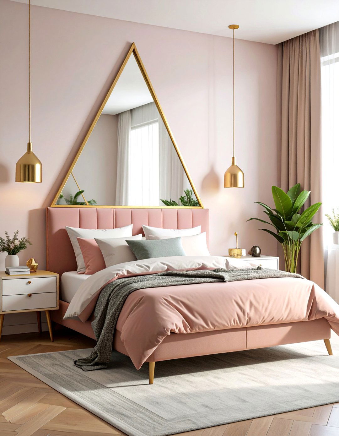 Triangular Mirror Behind Nightstand Statement - 25 Mirror Behind Nightstand Design Ideas