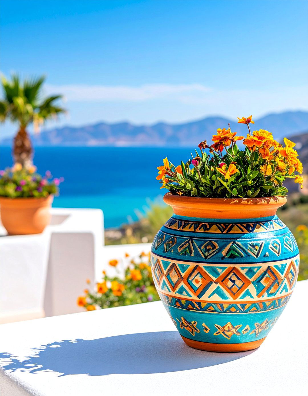 Tribal Aztec Painted Pot - 25 Painted Pot Ideas