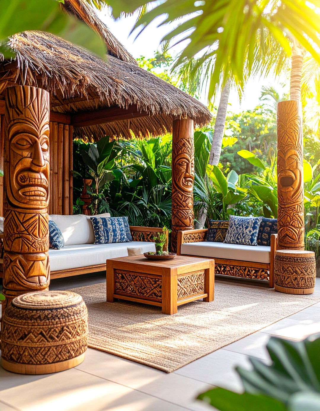 Tribal Inspired Patio with Pacific Islander Aesthetics - 25 Tropical Patio Ideas