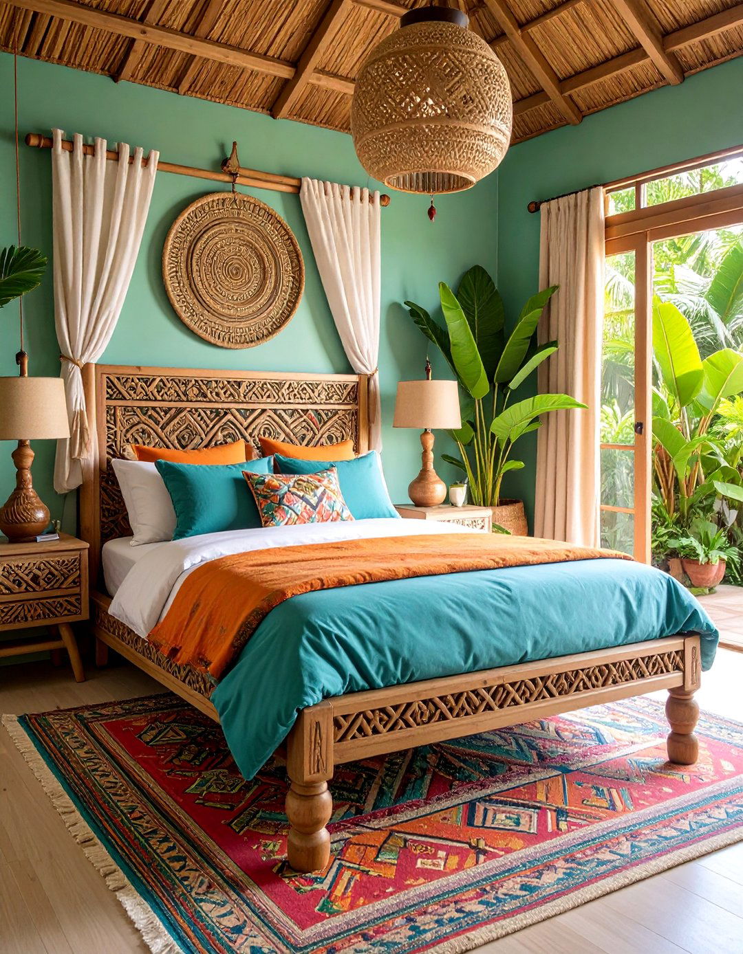 Tribal Tropical Bedroom with Ethnic Patterns and Natural Materials - 25 Tropical Bedroom Ideas