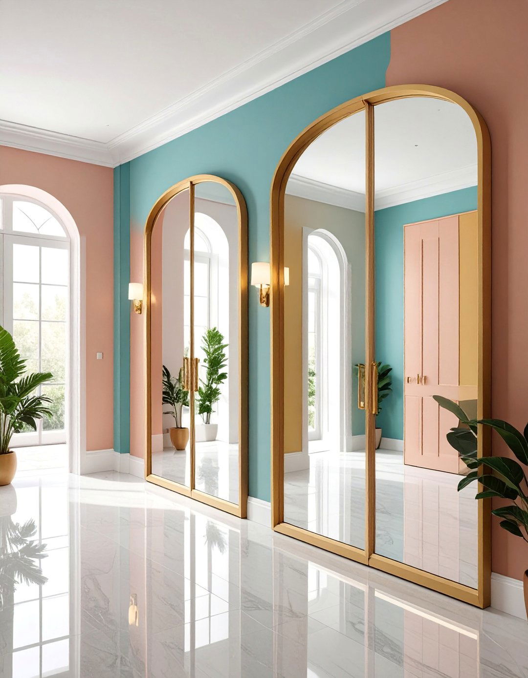 Trifold Mirror System with Adjustable Panels - 25 hallway mirror ideas