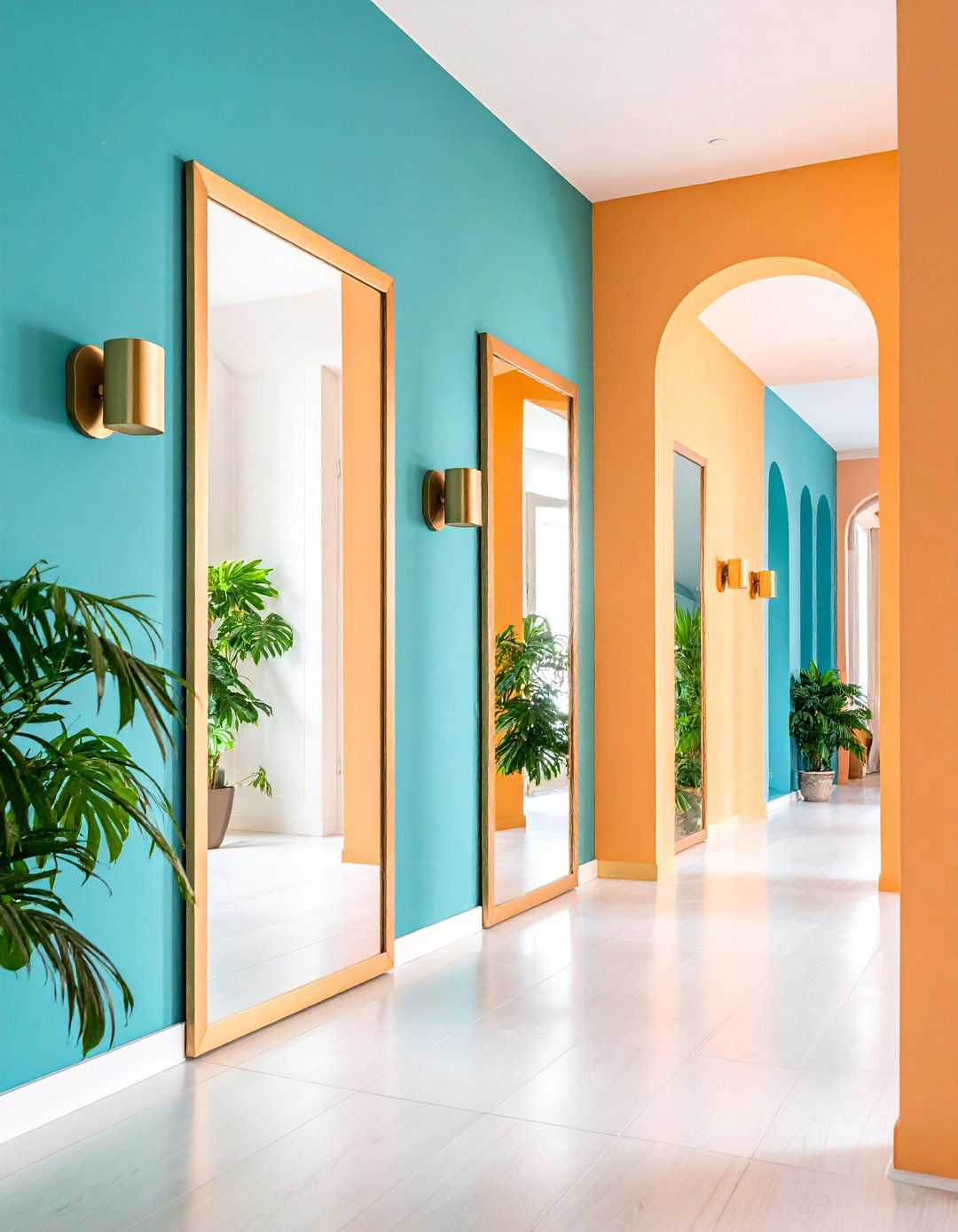 Triple Mirror Arrangement with Matching Frames - 25 hallway mirror ideas