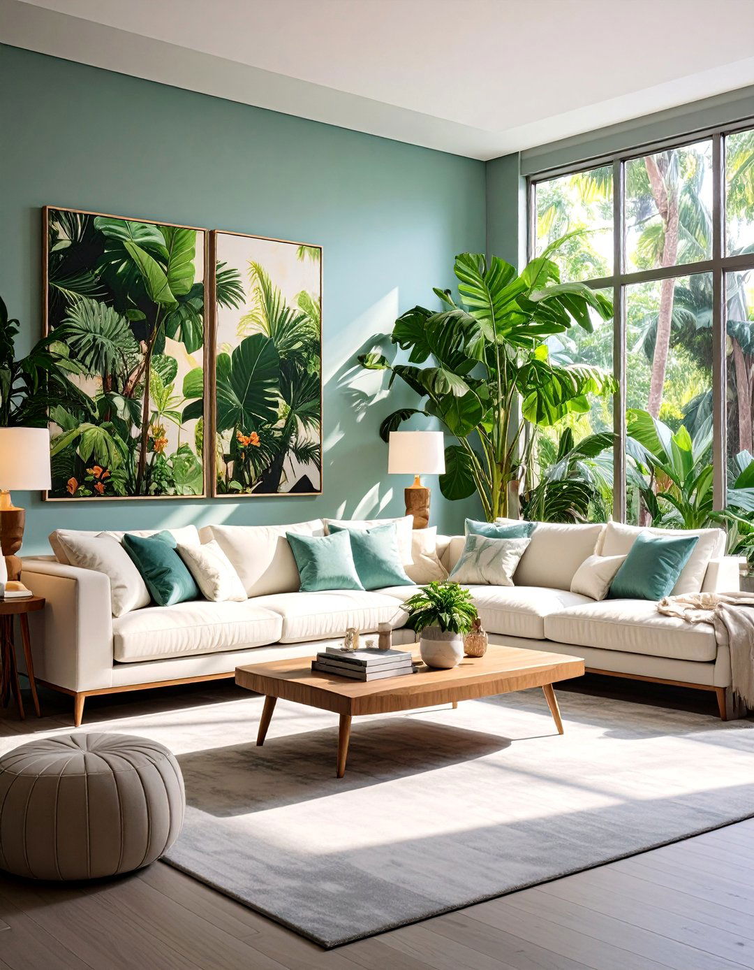 Tropical Art Gallery Living Room with Statement Pieces - 25 Tropical Living Room Ideas