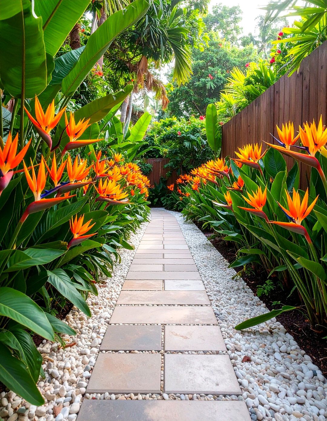 Tropical Backyard Bird of Paradise Color Burst Border - 25 Tropical Backyard Ideas