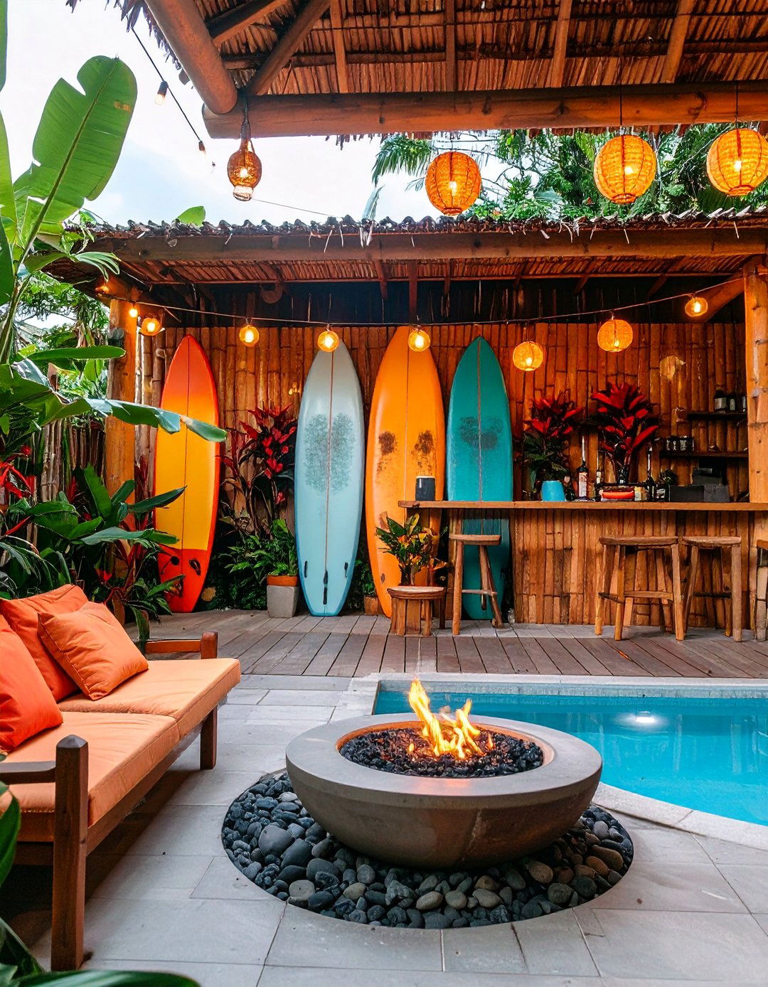 Tropical Backyard Hawaiian Tiki Lounge - 25 Tropical Backyard Ideas