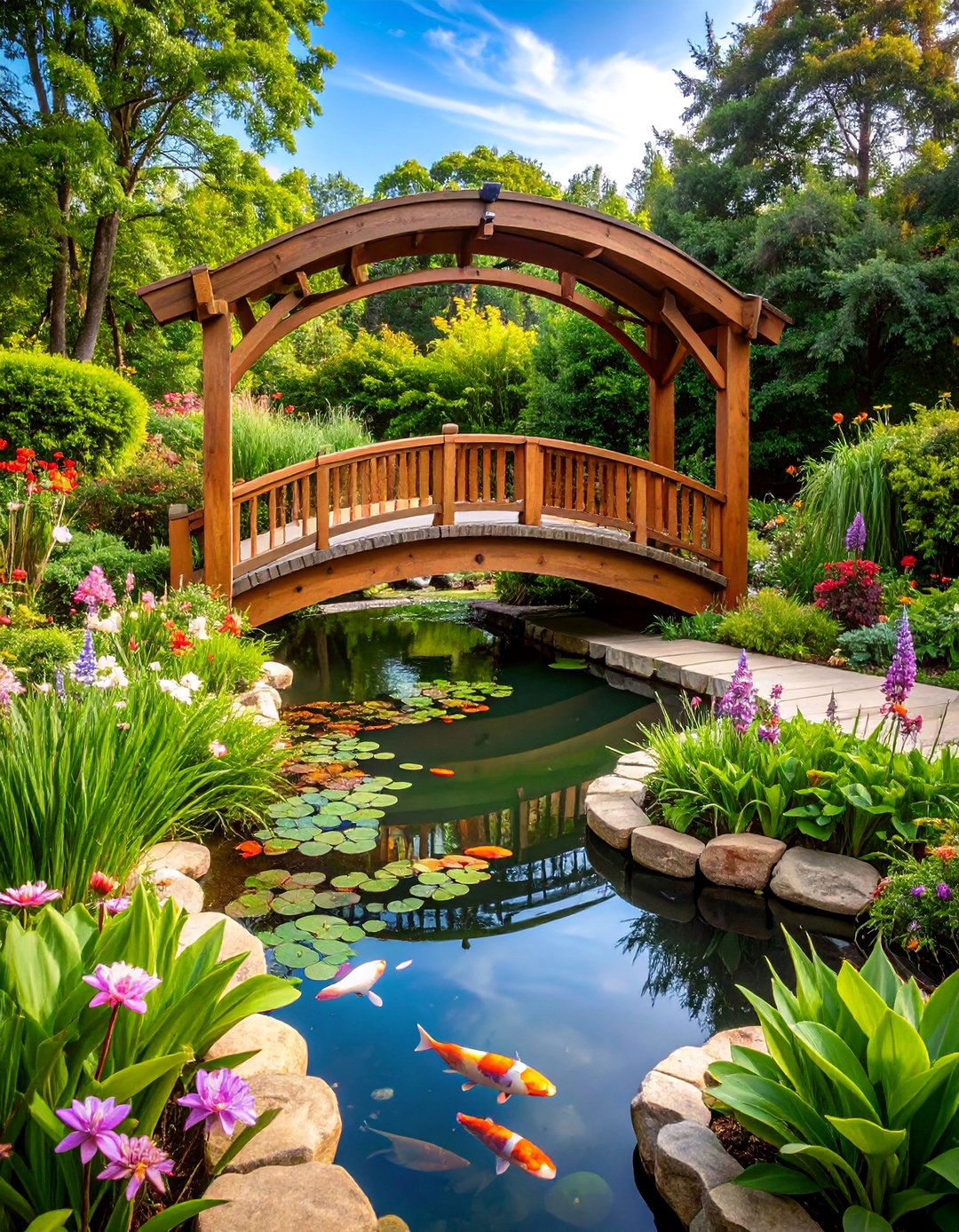 Tropical Backyard Koi Pond Sanctuary - 25 Tropical Backyard Ideas