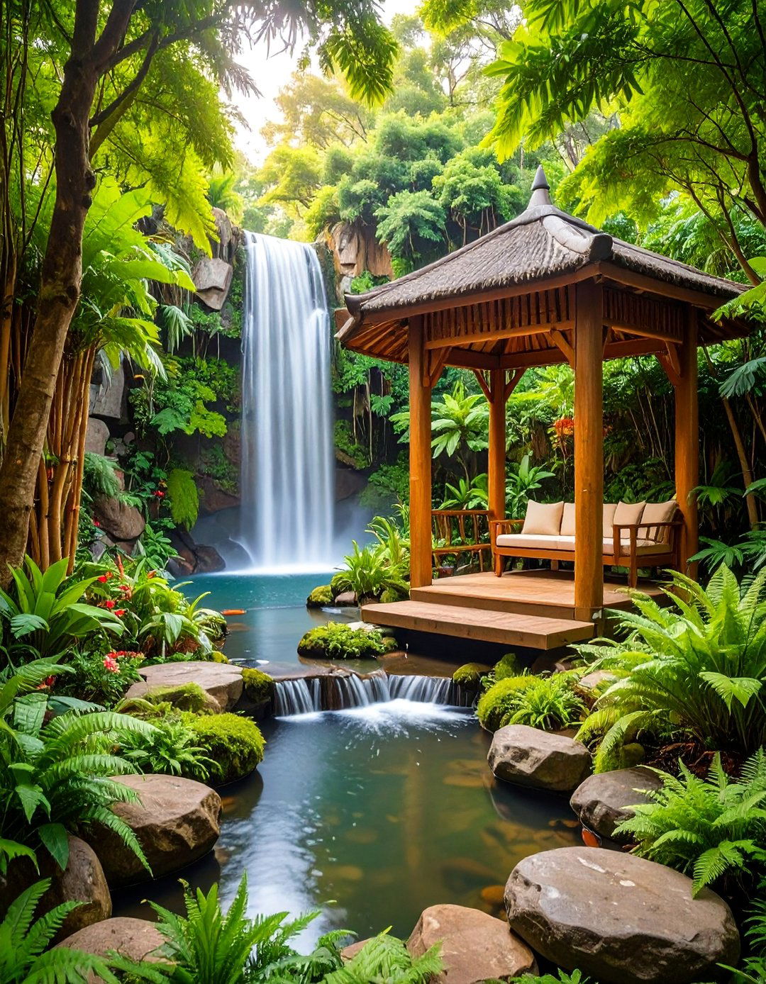 Tropical Backyard Lush Waterfall Grotto - 25 Tropical Backyard Ideas