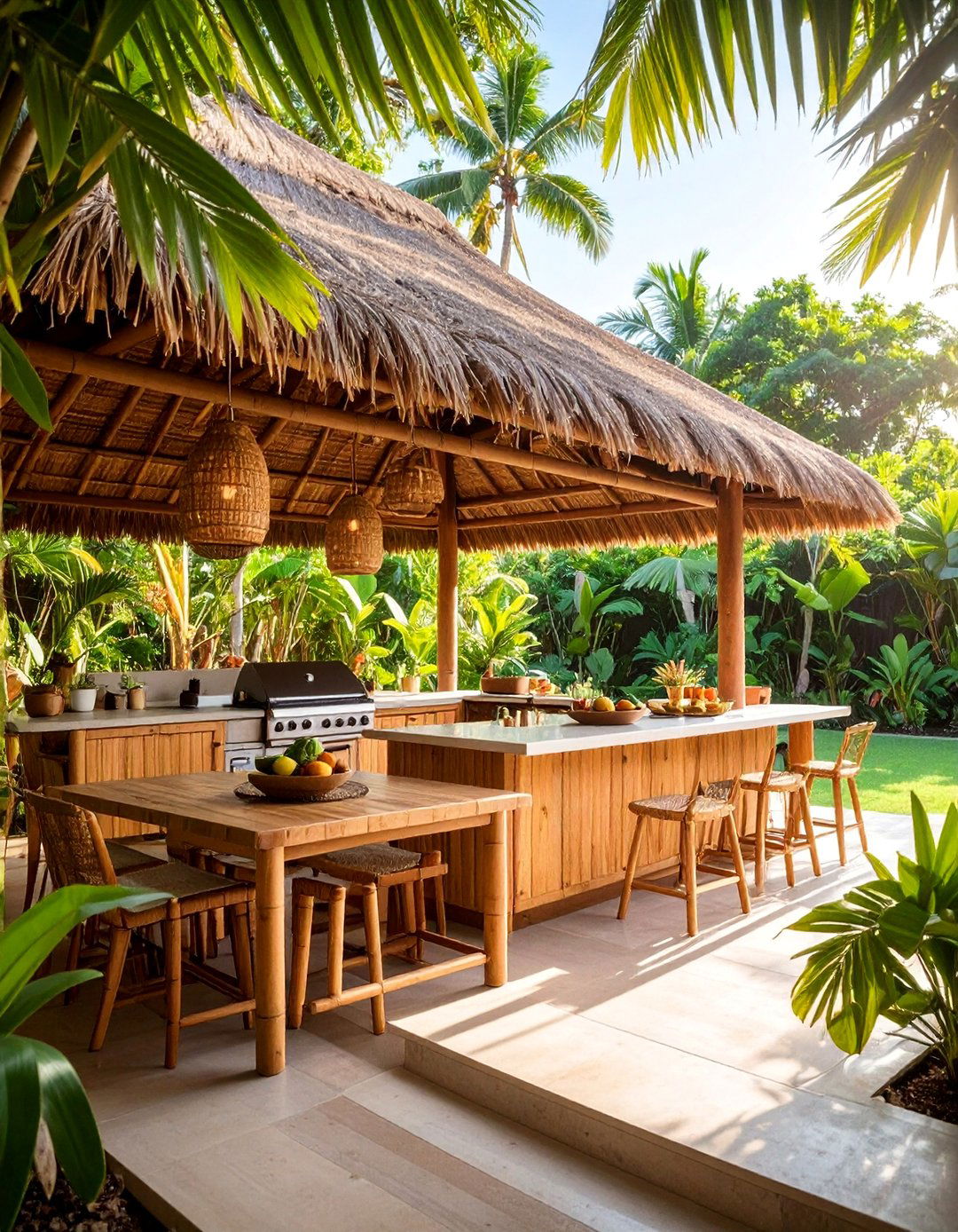 Tropical Bamboo Outdoor Kitchen - 25 Small Outdoor Kitchen Ideas