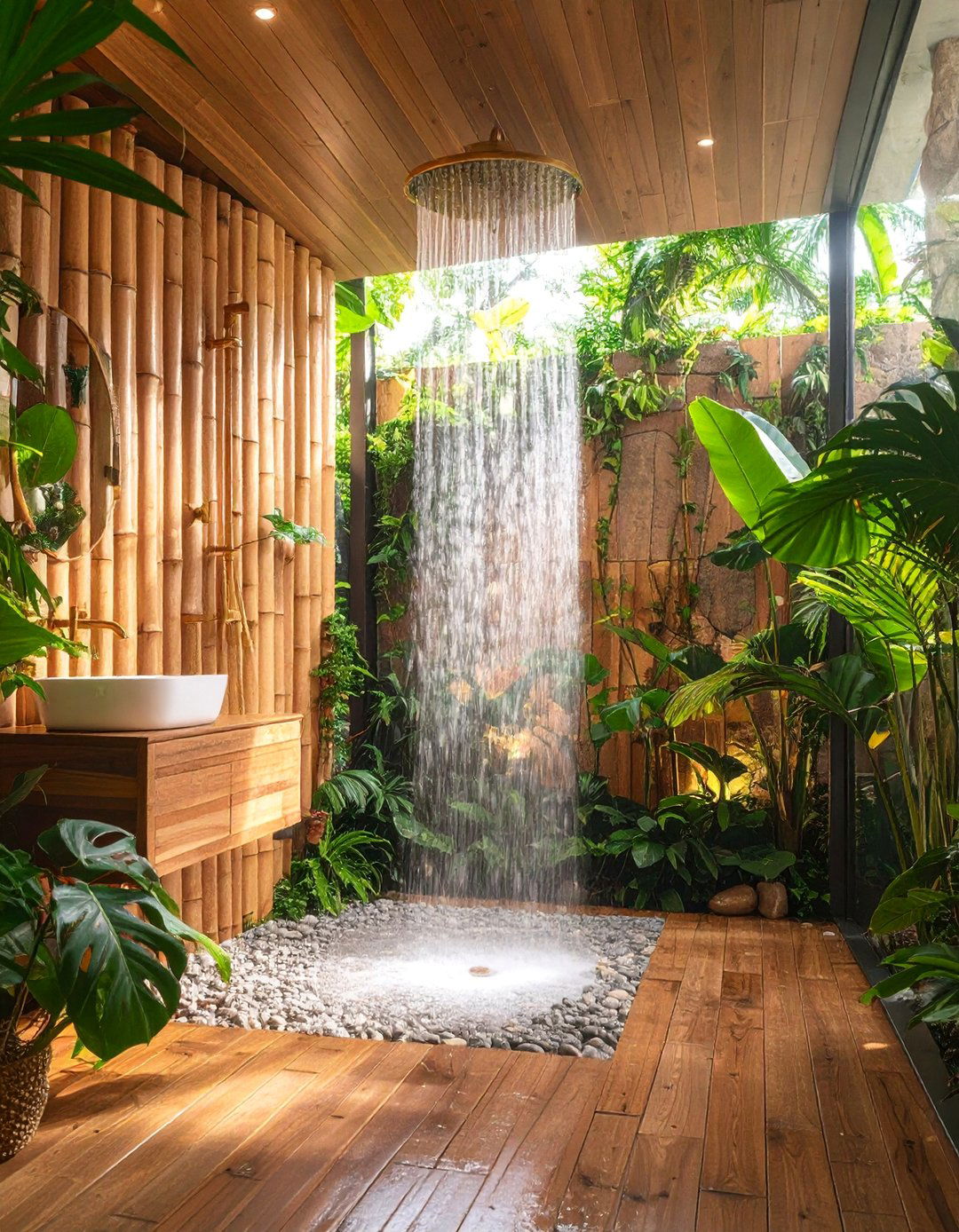 Tropical Bamboo Shower Surround - 25 Shower Surround Ideas