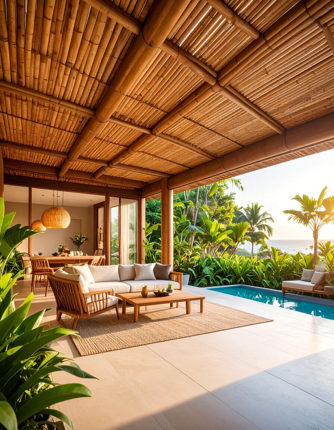 Tropical Bamboo Slat Ceiling - 25 patio ceiling ideas