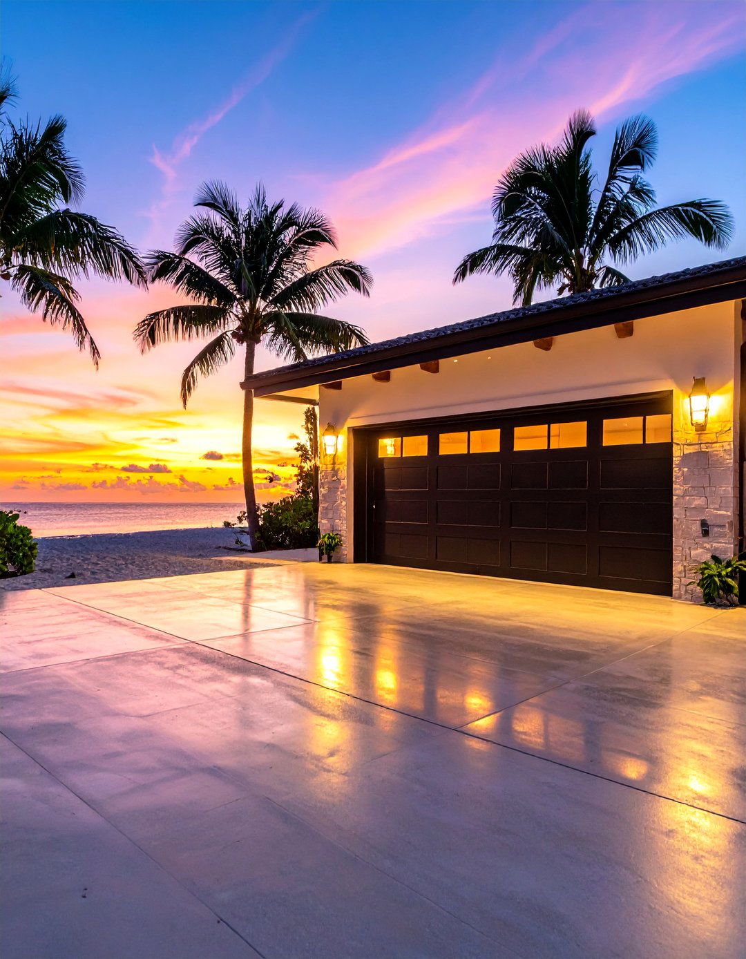 Tropical Beach Sunset Paradise Garage Door Mural - 25 Garage Door Murals