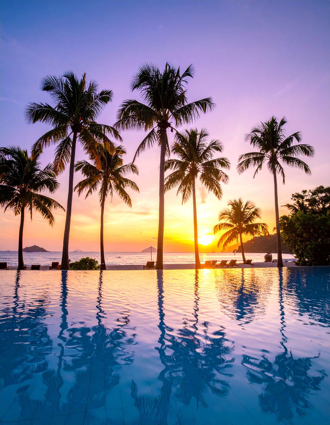 Tropical Beach Sunset Pool Mural - 25 Pool Murals