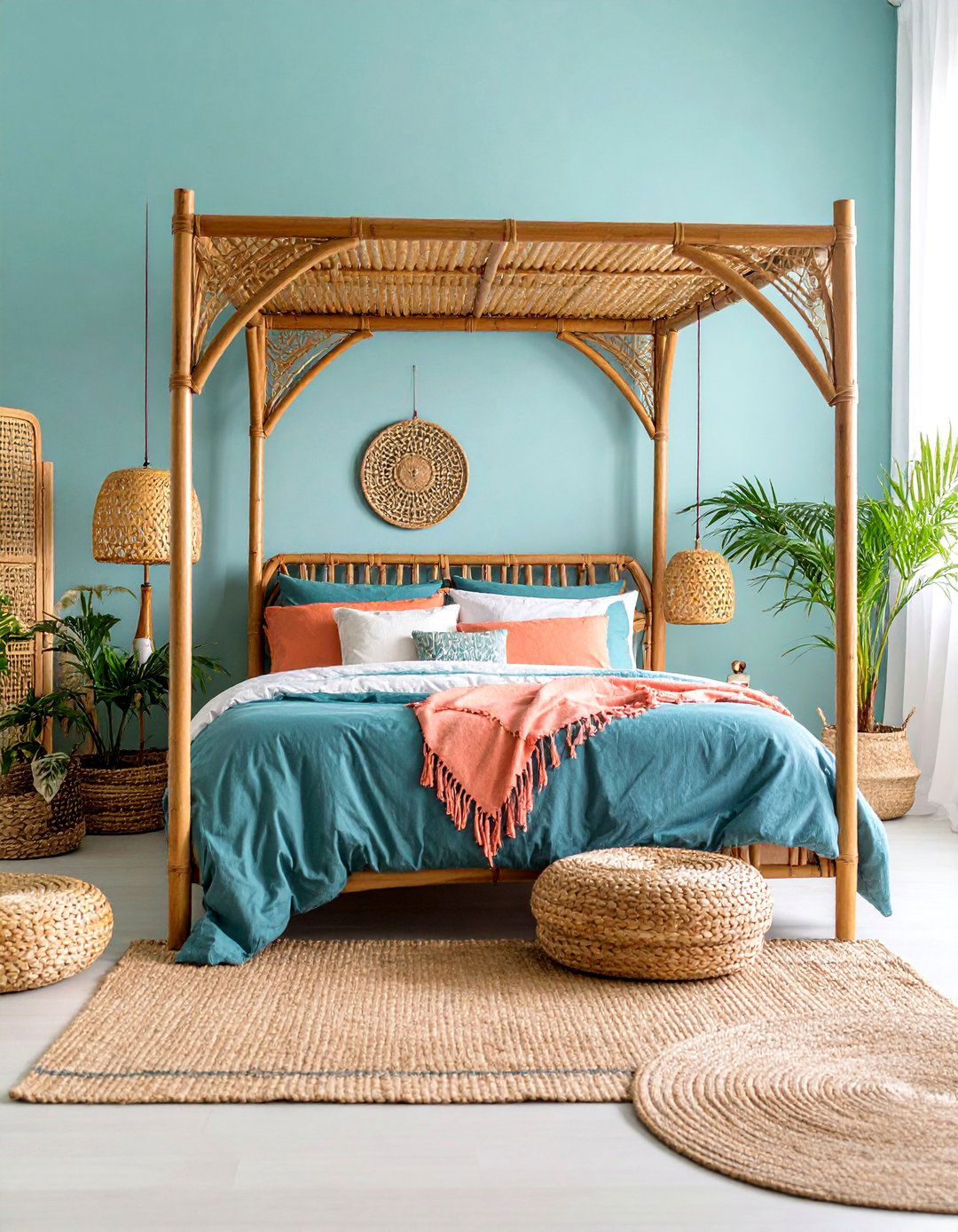 Tropical Bed Nook with Natural Fiber Elements - 25 Bed Nook Ideas