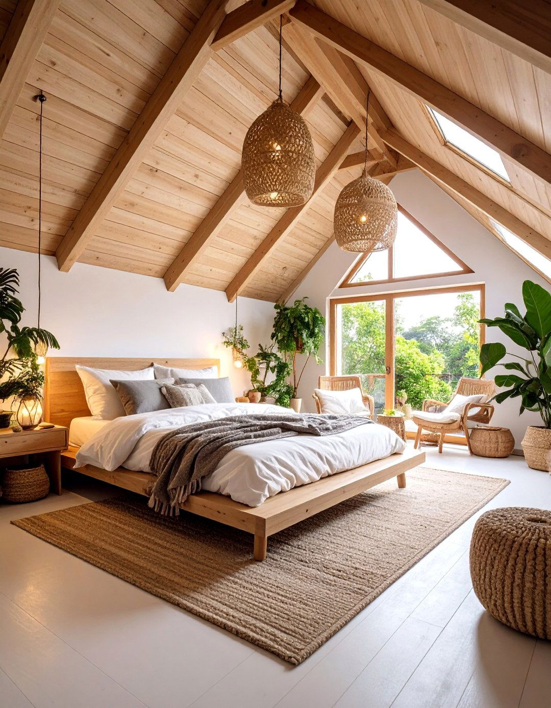 Tropical Boho Attic Bedroom with Sloped Ceiling Design - 25 Bohemian Tropical Bohemian Decor