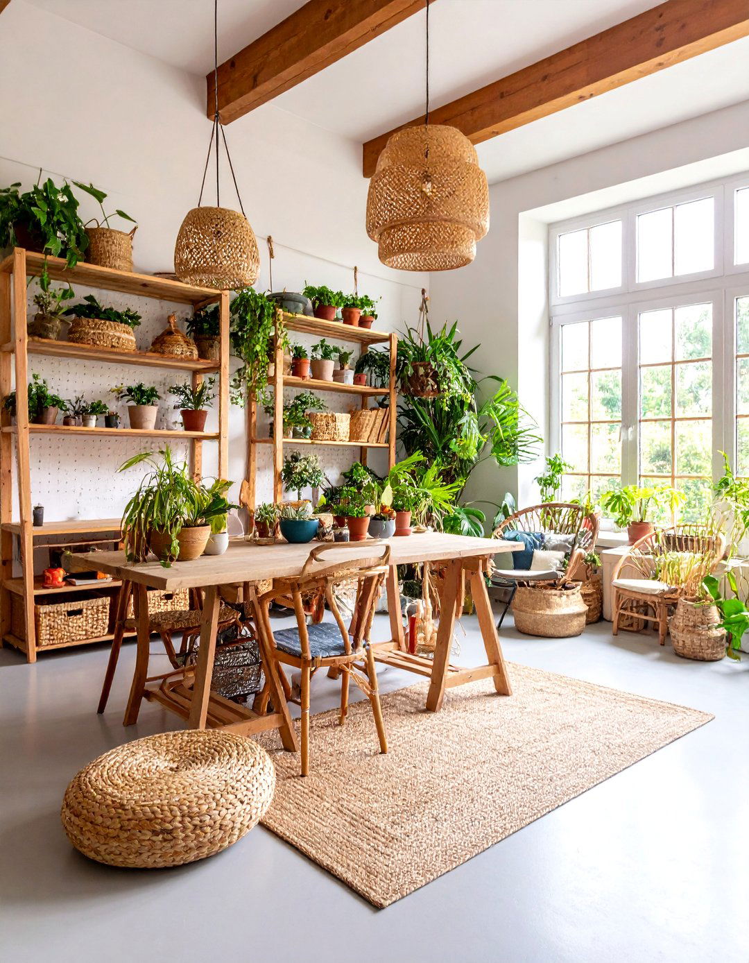 Tropical Boho Craft Room with Creative Storage - 25 Bohemian Tropical Bohemian Decor