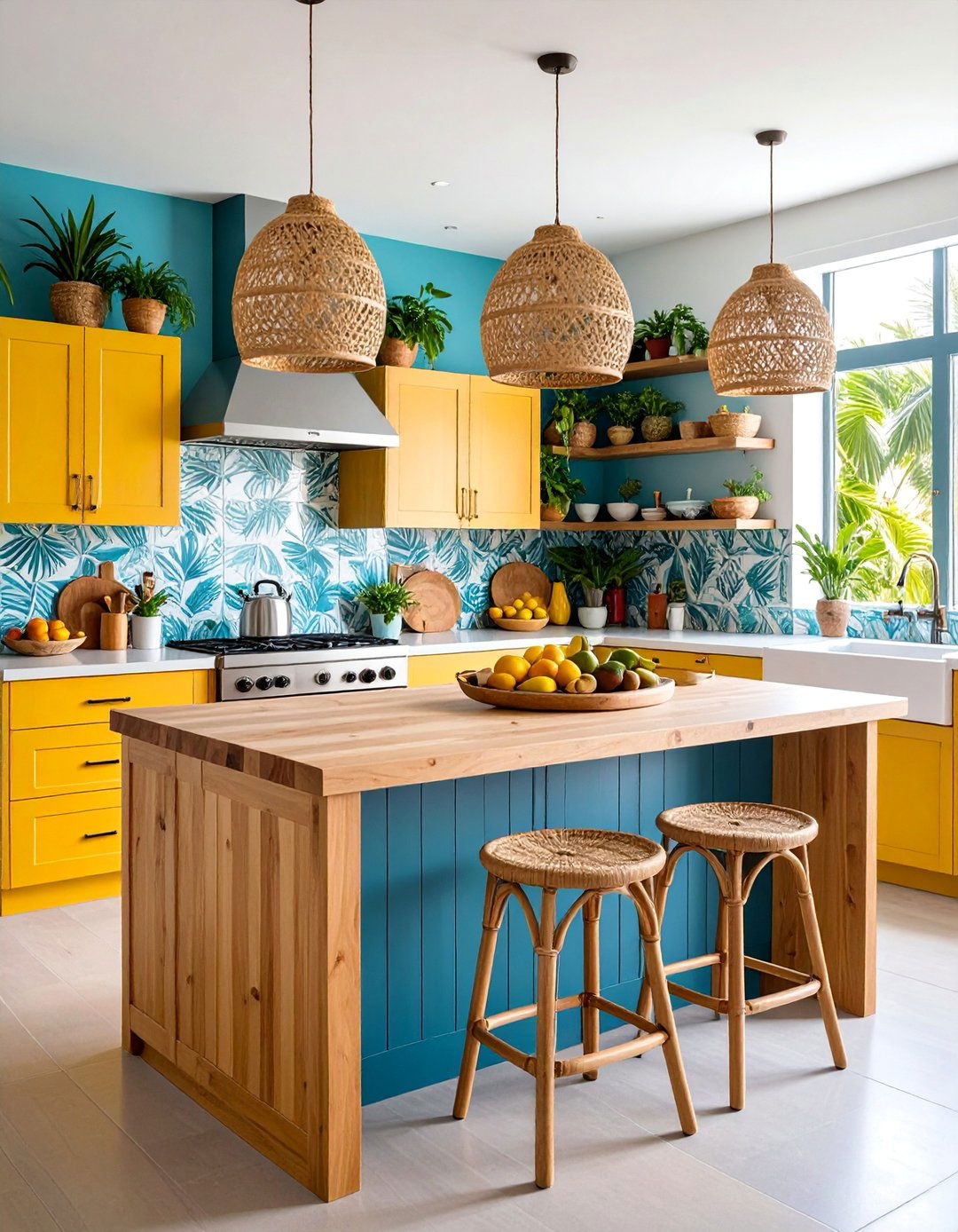 Tropical Boho Kitchen with Bamboo Accents - 25 Bohemian Tropical Bohemian Decor