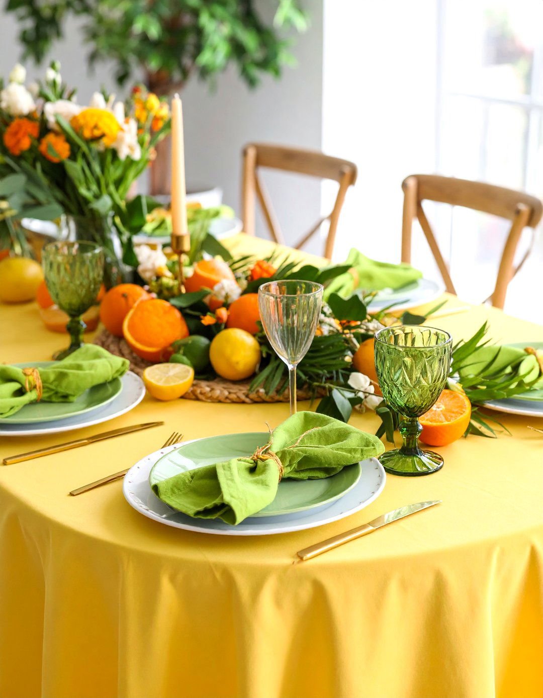 Tropical Citrus Tablescape with Bright Fruits - 25 Tablescape Ideas