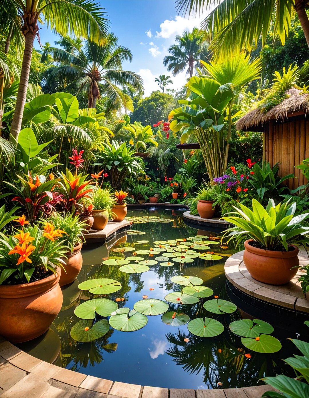 Tropical Container Garden Pond - 25 Raised Garden Pond Ideas