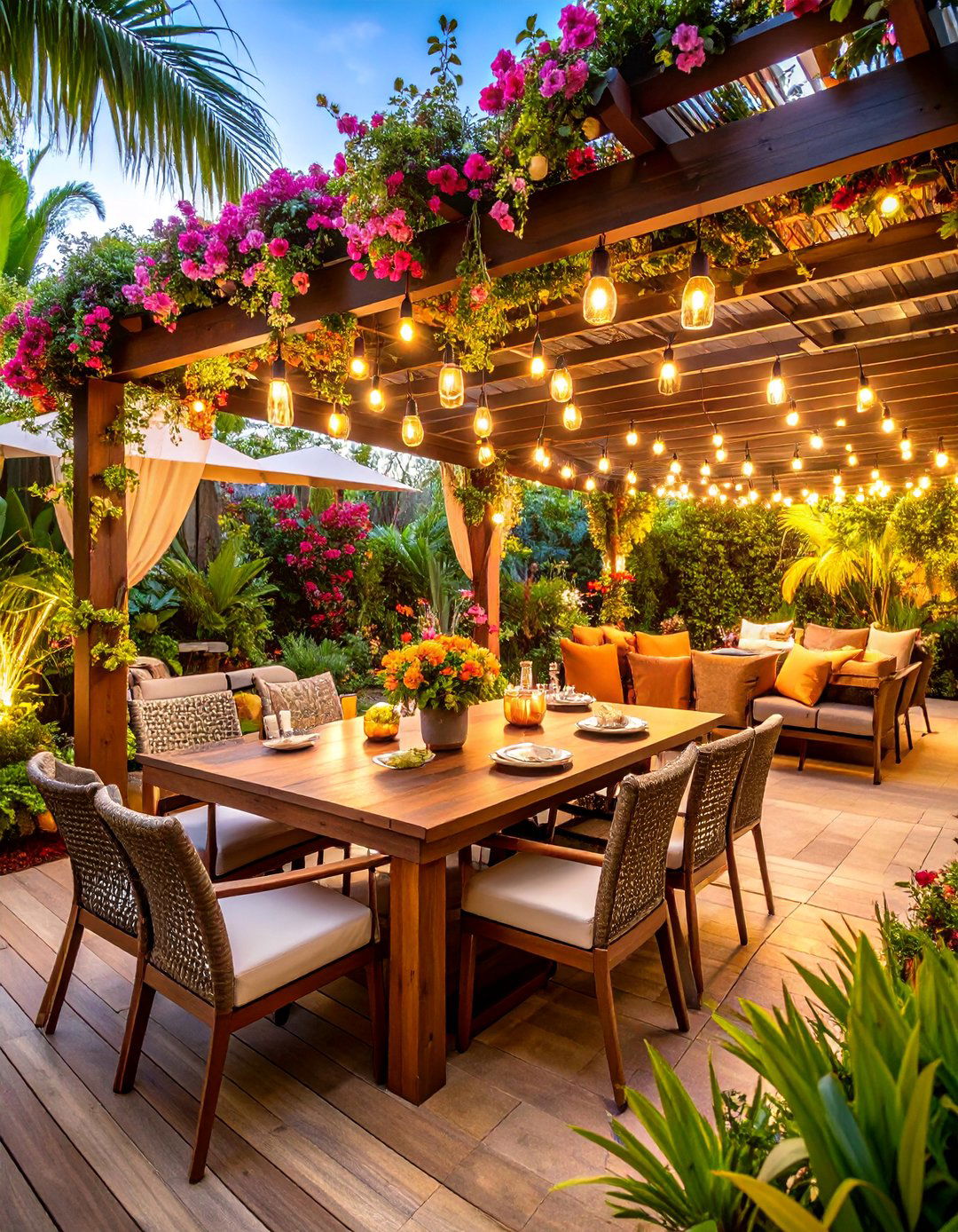 Tropical Dining and Entertainment Garden - 25 Tropical Garden Ideas