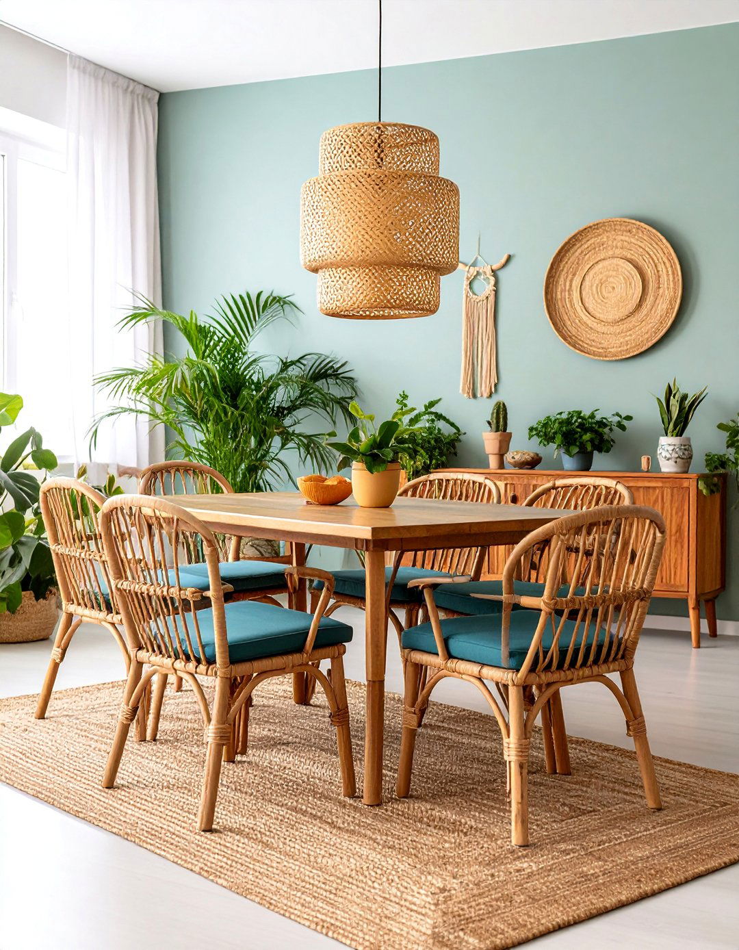 Tropical Eclectic Dining Room with Natural Elements - 25 Eclectic Dining Room Ideas