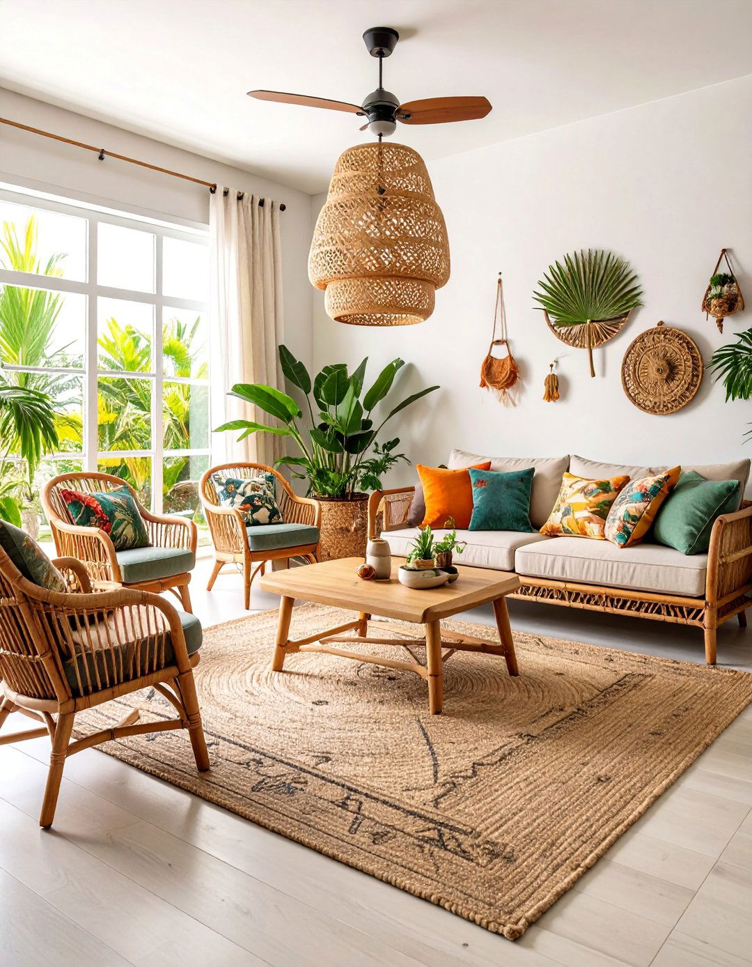 Tropical Eclectic Living Room with Natural Materials - 25 Eclectic Living Room Ideas