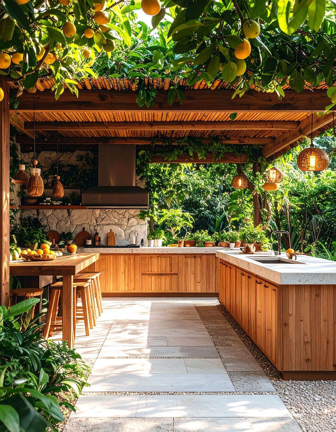 Tropical Fruit Tree Shade Kitchen - 25 Mexican Outdoor Kitchen Ideas