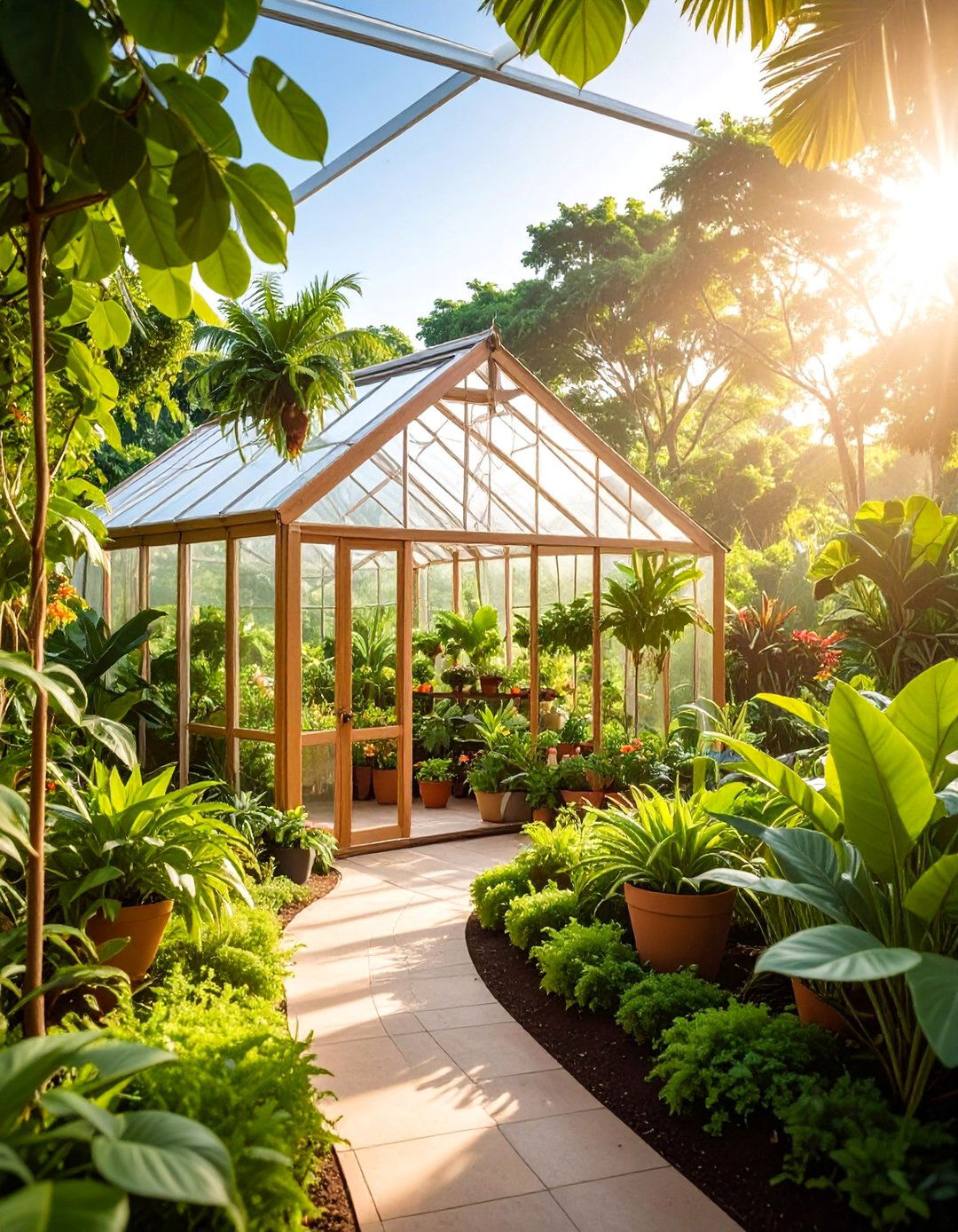 Tropical Greenhouse Integration with Indoor Outdoor Flow - 25 Tropical Landscape Ideas