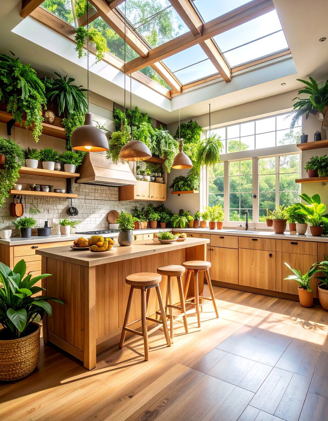 Tropical Greenhouse Kitchen with Lush Plant Integration - 25 Greenhouse Kitchen Design Ideas