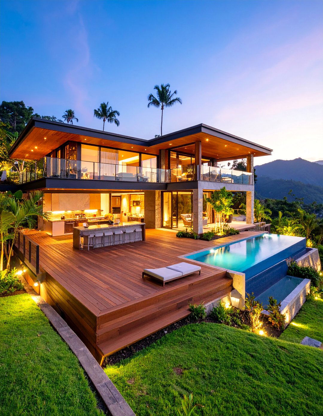Tropical Hardwood Hillside Design - 25 Hillside Terraced Garden Ideas
