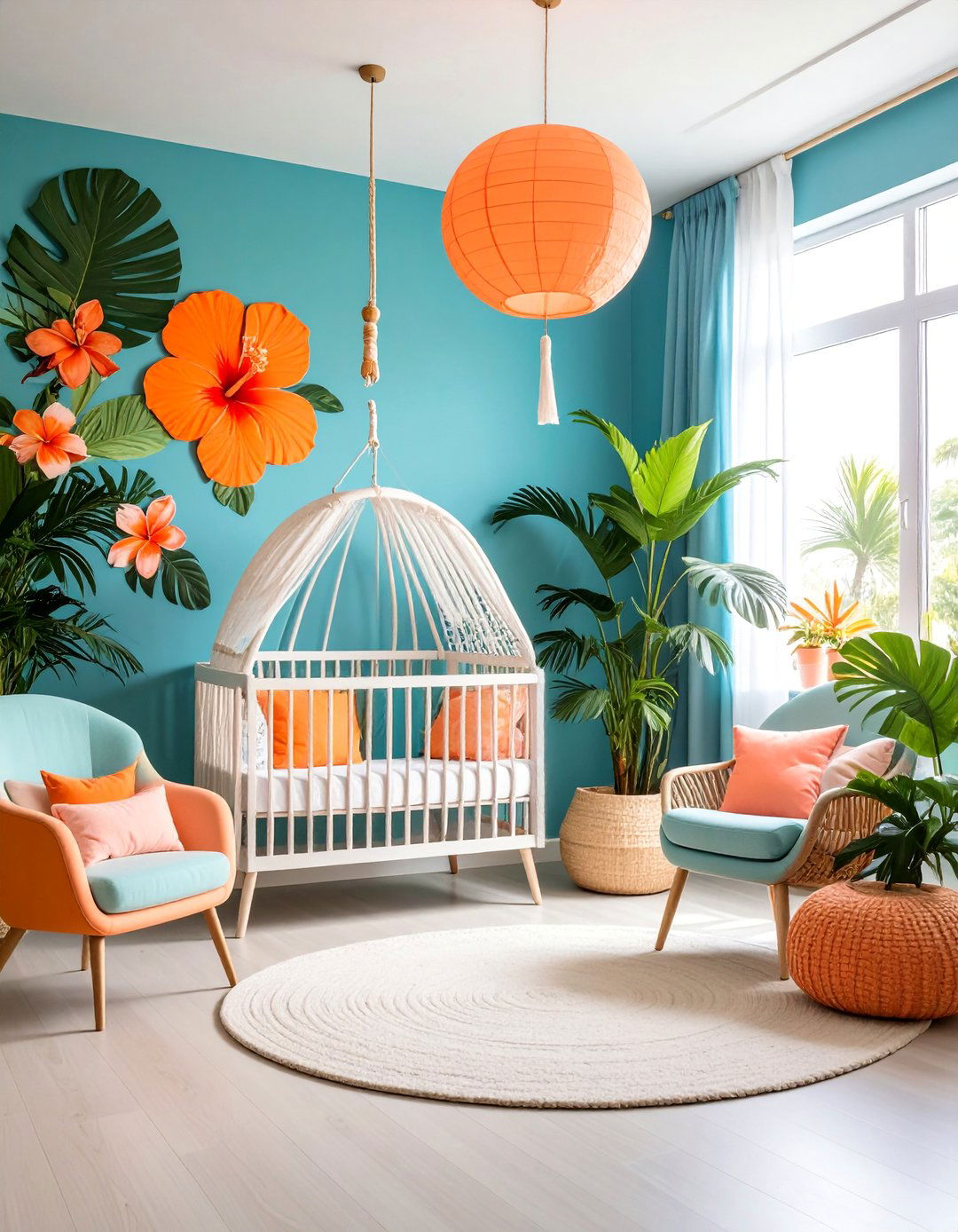 Tropical Hibiscus Paradise with Bold Colors - 25 Floral Nursery Ideas